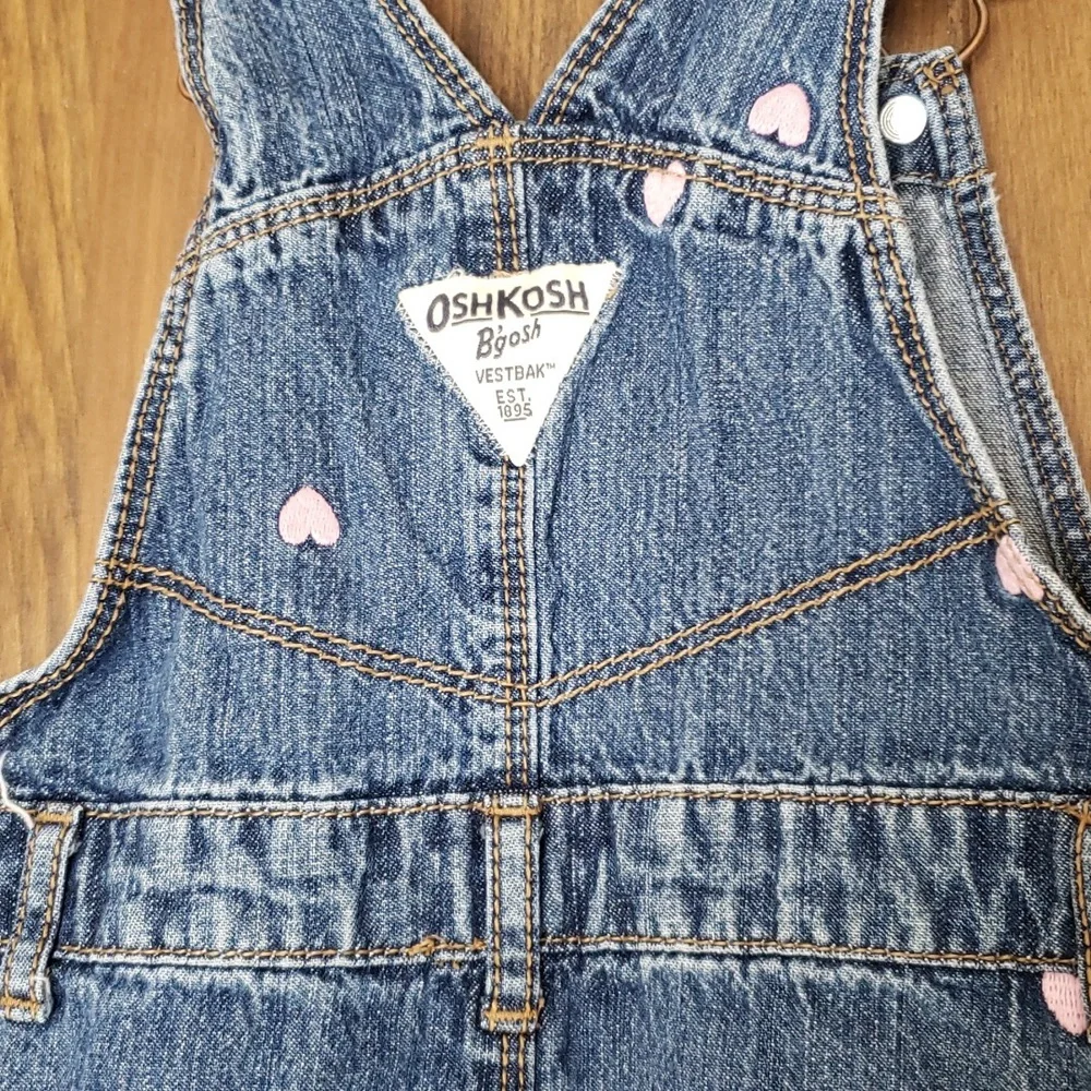 Oshkosh B'gosh Embroidered Denim Heart Jumper Dress Sz 5T